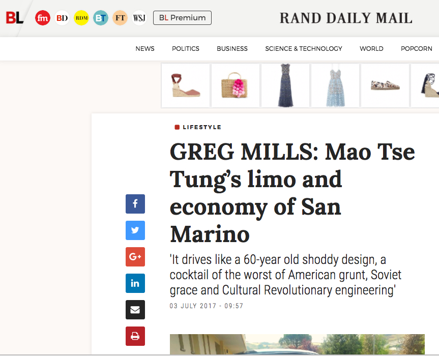 Mao Tse Tung's limo and economy of San Marino