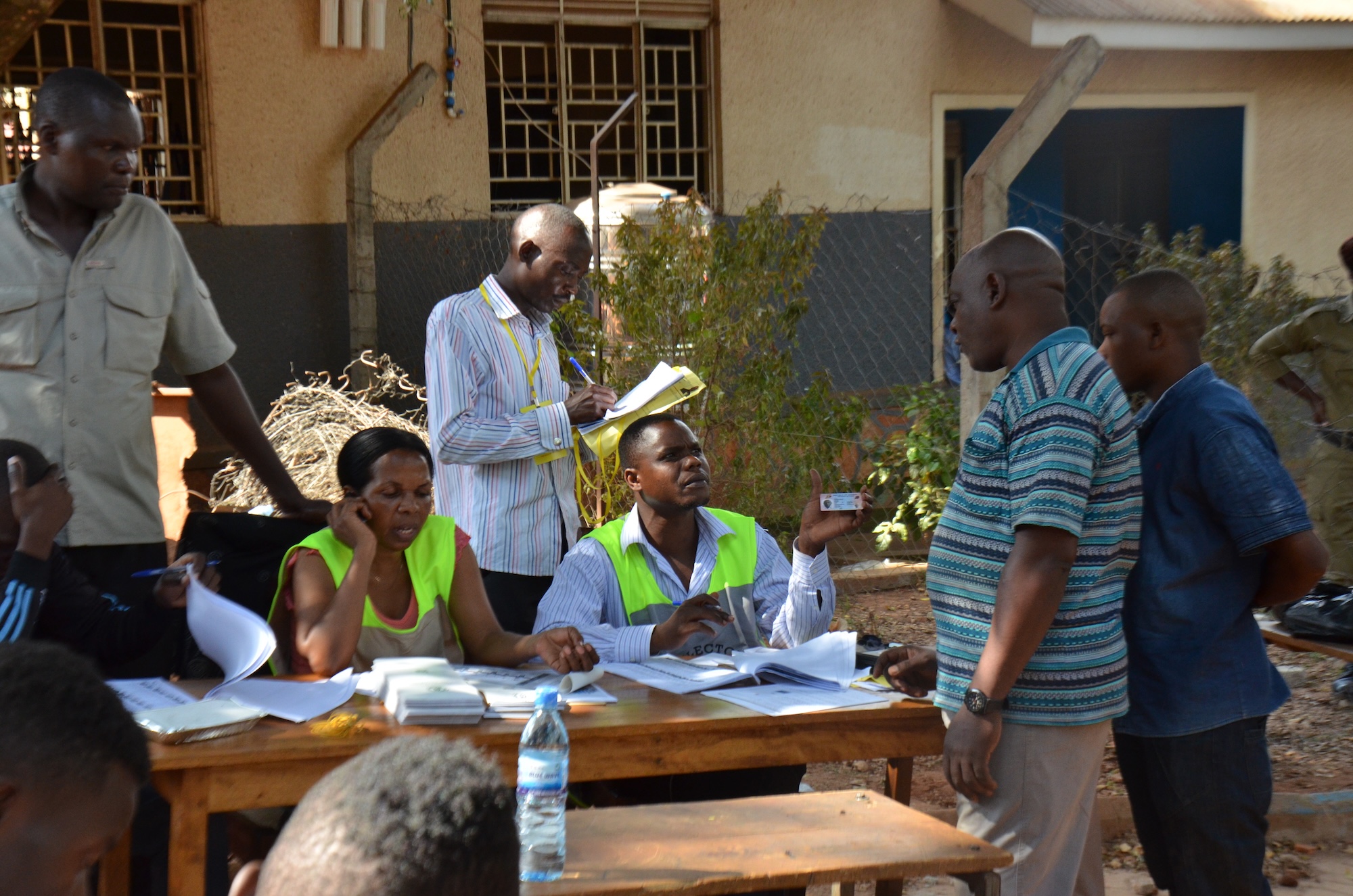 Voters at a voting station