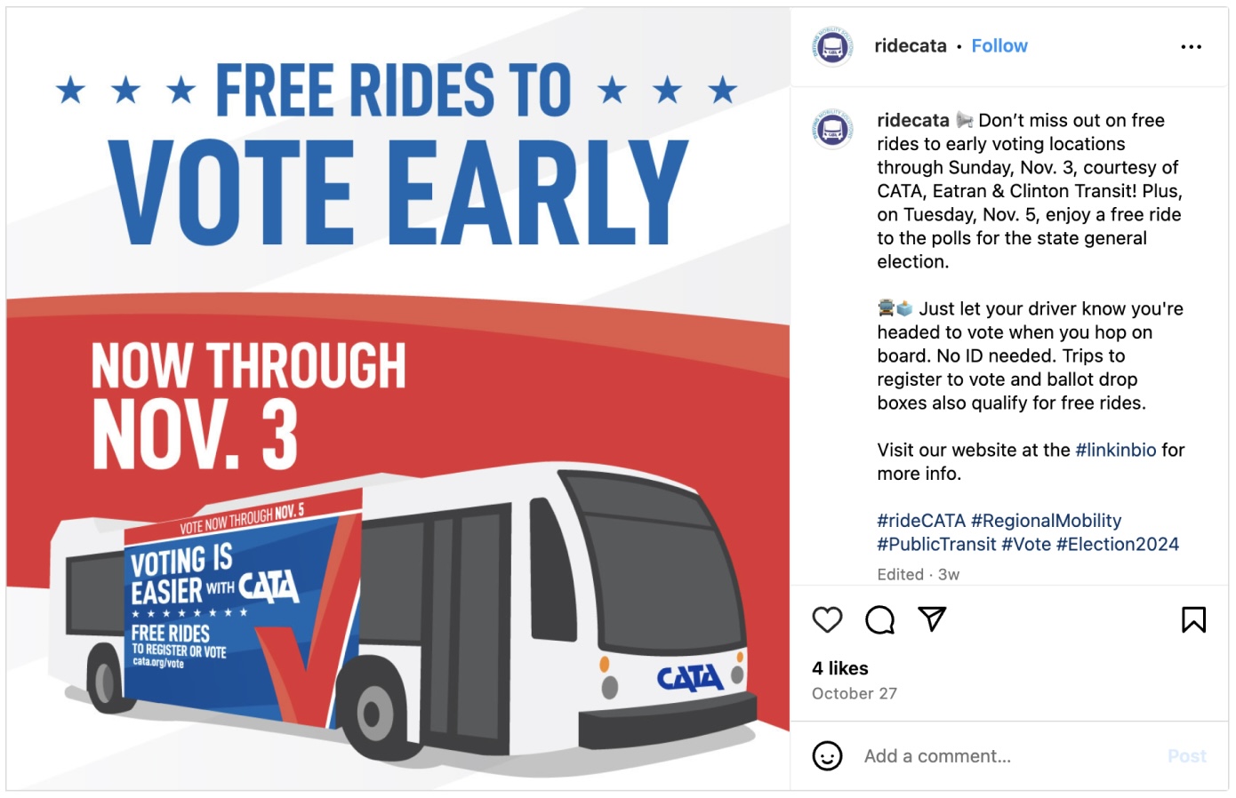 Free Rides to Vote Early poster