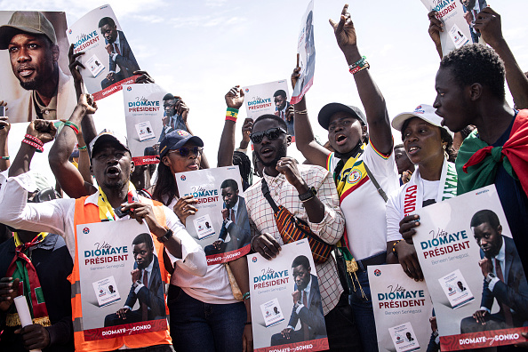 Supporters of Bassirou Diomaye protest