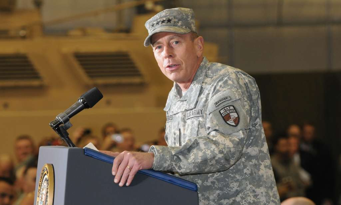 Gen. David Petraeus addressing American troops in Afghanistan in 2010.